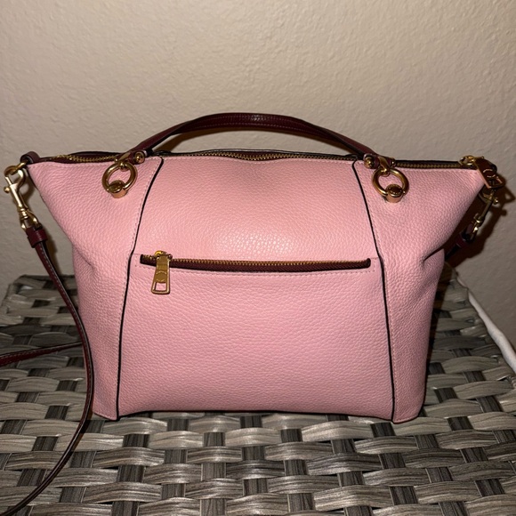 Coach C6840 Kacey Satchel in Pink/ Purple Color Block Pebble Leather - Picture 4 of 12